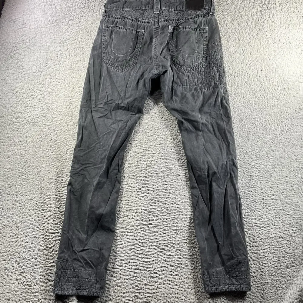 True Religion Dean Slim Relaxed Geo Quilted Pants Grey 32x32 READ